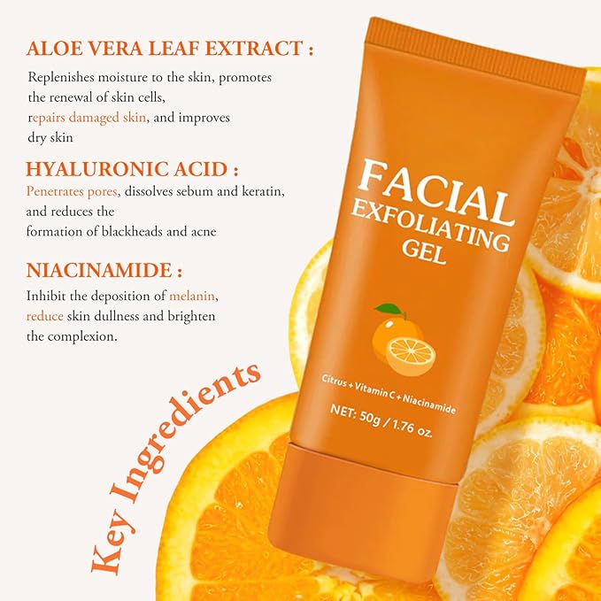2PCS Orange Exfoliating Gel, Purifying Exfoliating Gel For Face And Body Skin, Facial Scrub Orange Enzyme GEL, Facial Exfoliator For Gentle & Hydrating, Cleansing And Rejuvenating