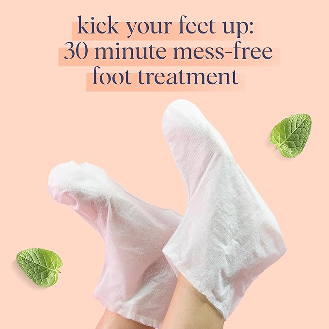 SpaLife Moisturizing Foot Mask | Foot Wrap for Dry Cracked Feet Intensive Repair Treatment | Tea Tree Oil Softening Booties | Callus Remover Alternative | Self Care Gifts for Women | 8 Pack