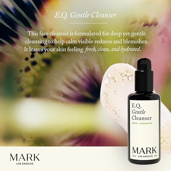 EQ Gentle Cleanser - EGCG + Quercetin - Gentle Face Wash - Cleanse & Purify Skin - For Redness & Blemishes - With Squalene Oil - Lightweight Plant-Based Formula - 4.05 fl oz