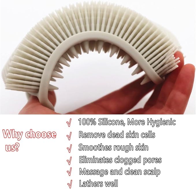 2Pack Dual Sided Silicone Body Scrubber for Exfoliating, Shower&Scalp Massage, 2 in 1 Bath&Shampoo Brush,Soft Body Exfoliator Silicone Loofah Shower Scrubber Brush for All Kinds of Skin