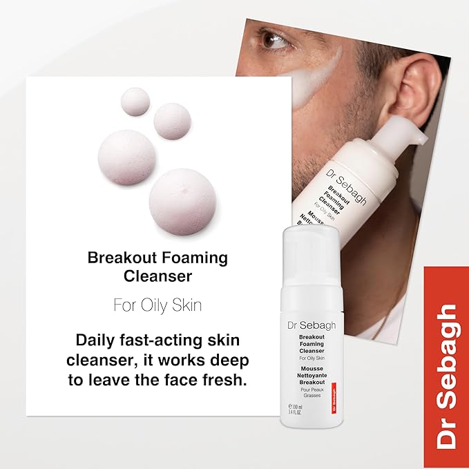 Dr Sebagh Breakout Foaming Cleanser (3.4 fl oz) - Face Wash for Acne Prone/Oily Skin - Purifies, Clears & Hydrates - Foam Face Wash for Oily Skin - Deep Pore Cleanser - Facewash