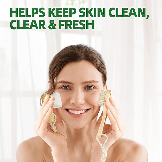 Premium Face Scrubber Set, Facial Cleansing Brush for Exfoliator, Natural Bristle Face Scrubber for Lymphatic Drainage, Unclog Pores, Sensitive Skin, Reduce Ance, Glowing, 2 Pack