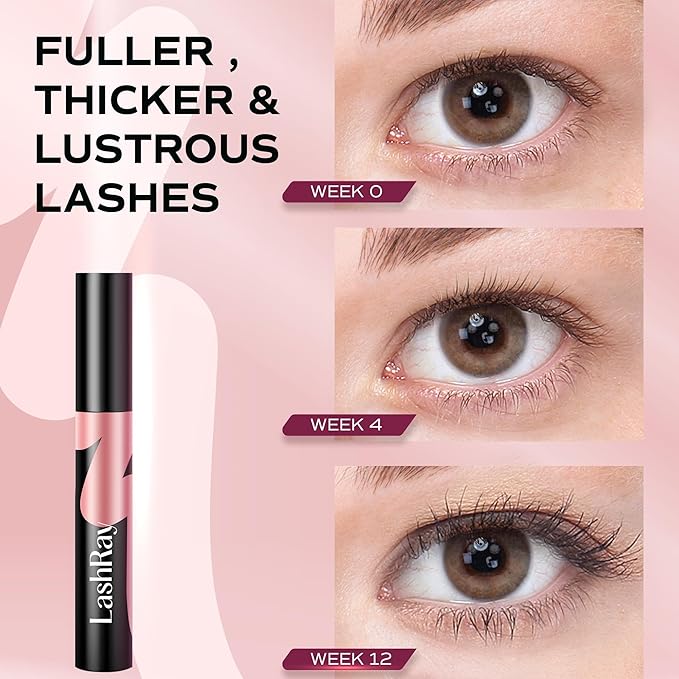 Advanced Lash Serum for Eyelash Growth: LashRay Renewing Eye Lash Enhancing Serum to Grow Longer Thicker Natural Eyelashes for Women, 0.1 oz