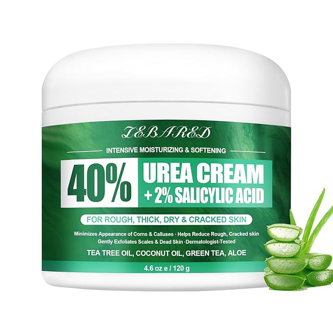 Urea Cream 40 Percent For Feet Maximum Strength, Plus 2% Salicylic Acid with Hyaluronic Acid, Urea Foot & Hand Cream for Dry Cracked, 4.6 oz