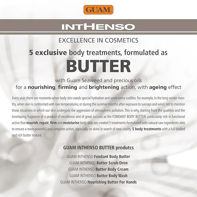 Guam Intense Firming and Anti-Aging Body Cream, Nourishing Seaweed Body Butter with Shea and Cupuavu for Mature and Very Dry Skin, Tightening and Hydrating Moisturizer, 250 mL