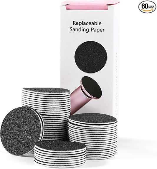 Replaceable Sandpaper for Electric Foot File: 60 Pcs/1 Box Feet Grinder for Skin and Callus Remover - 80/180 Grit Fine Sandpaper Refill Discs for Home Spa Salon