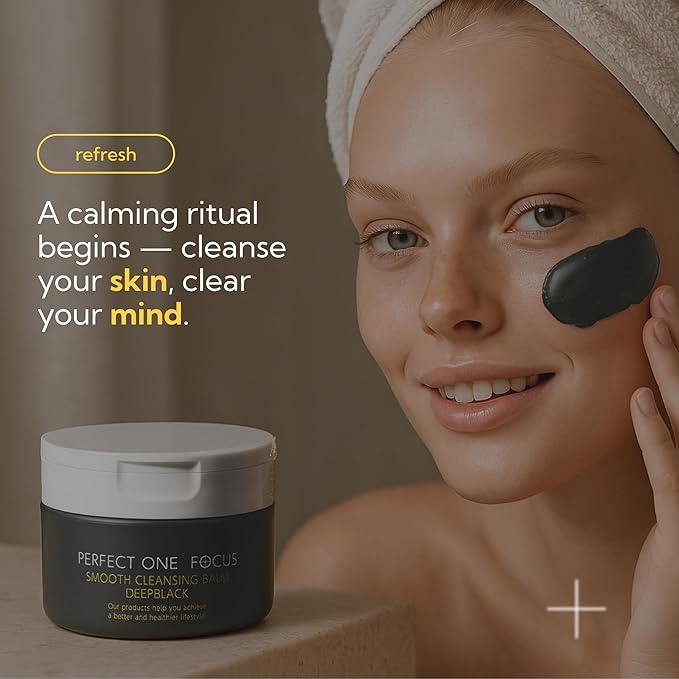 Smooth Cleansing Balm Deep Black – 2.64oz (1, Black), Makeup Remover Balm, Pore Cleanser for Skincare with Charcoal and Gold Vitamin C – Clears Pore Clogs, Hydrating Ceramides and Gentle Face Cleanser