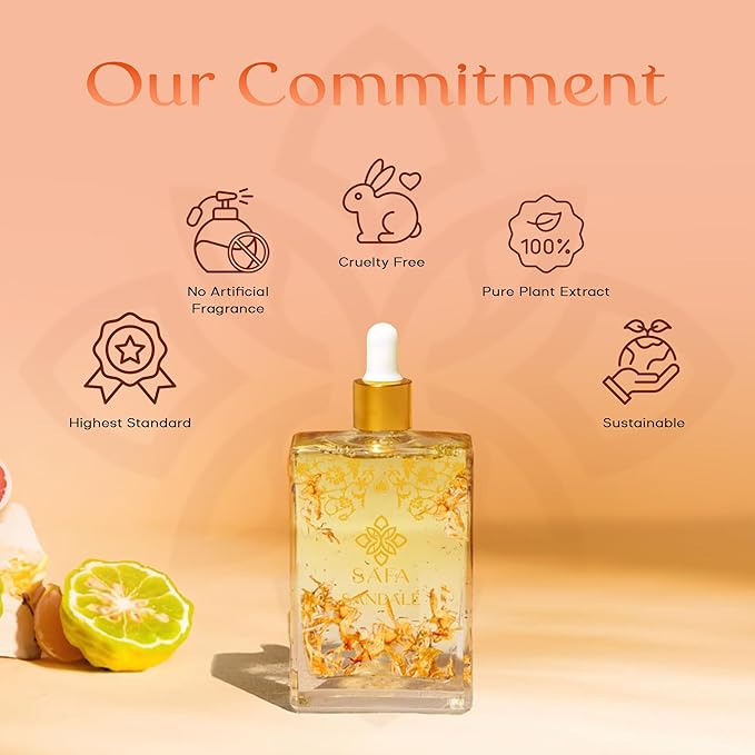 SAFA Citruse Oil for Face, Hair, Nail with Vitamin C, E & A for Scars, Stretch Marks - Orange Body Oil Fragrance - After Shower Body Oil - All Skin Types Non Comedogenic - 4 Fl Oz