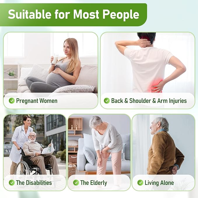 Fanwer 3 in 1 Lotion Applicator for Back Self Elderly & Back Bath Brush for Shower for Men and Women with Long Handle, 18.9in Curved Long Handled Shower Body Brush, Back Scrubber for Shower