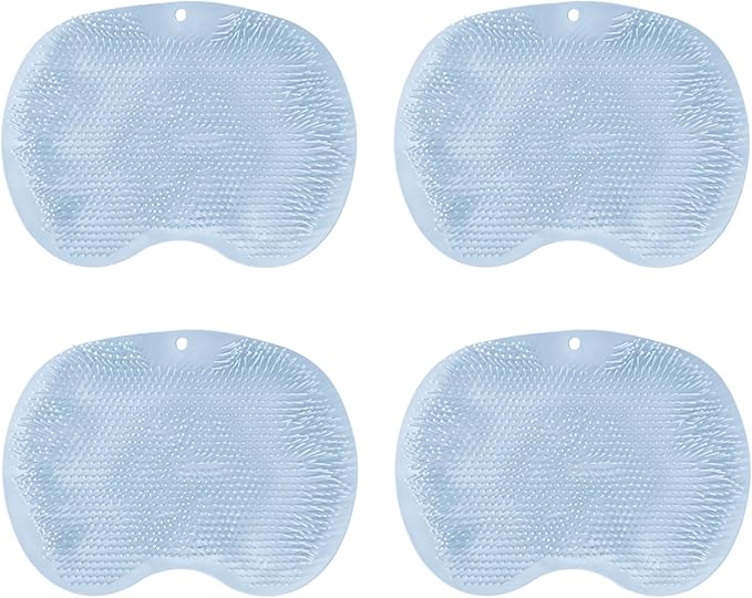 4-Pack Bath Scrubber Mat for Back Scrubbing and Foot Exfoliation - Dual-Use Shower Mats with Non-Slip Suction Cups - Soft, Durable, and Hygienic - Perfect for Full-Body Cleansing and Spa-Like Comfort