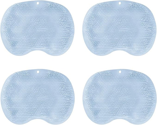 4-Pack Bath Scrubber Mat for Back Scrubbing and Foot Exfoliation - Dual-Use Shower Mats with Non-Slip Suction Cups - Soft, Durable, and Hygienic - Perfect for Full-Body Cleansing and Spa-Like Comfort