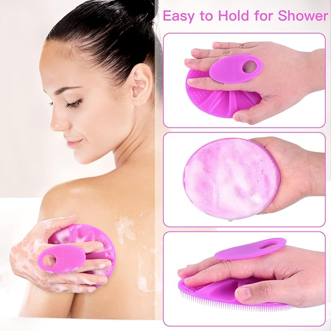 INNERNEED Food-Grade Soft Silicone Body Cleansing Brush Shower Scrubber, Gentle Exfoliating and Massage for All Kinds of Skin (Purple)