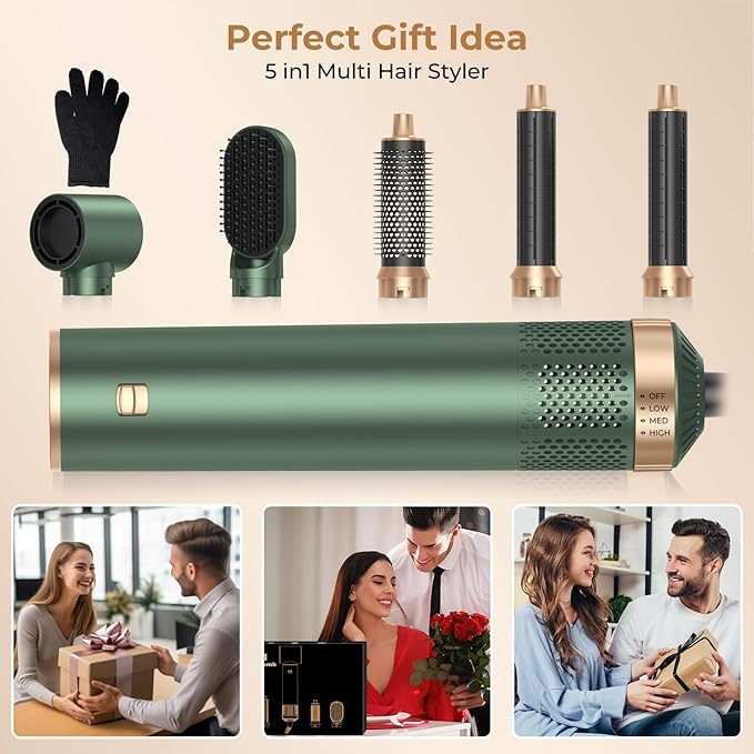 Blow Dryer Brush 5 in 1, Negative Ion Hair Dryer Brush Set Upgrade Hot Air Brush Air Styler Curling Wrap Air Curler, Curling Iron Hair Styling Tools As A Gift for Straight/Curl/Drying/Smoothing