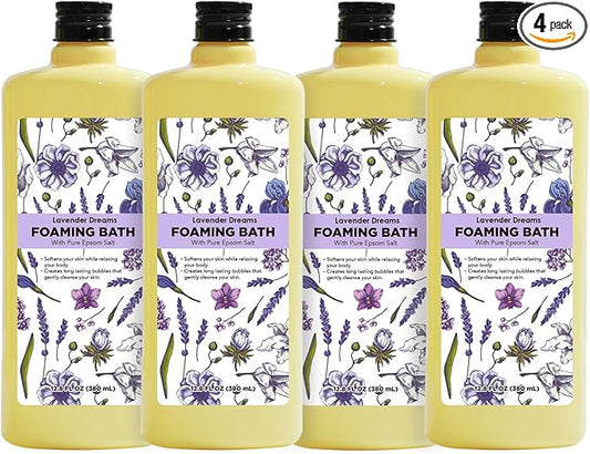 Bubble Bath for Women, Lavender Scented Bubble Bath Gifts Set, Foaming Bath Mother's Day Gifts for Mom, 51.2 fl oz (Pack of 4)