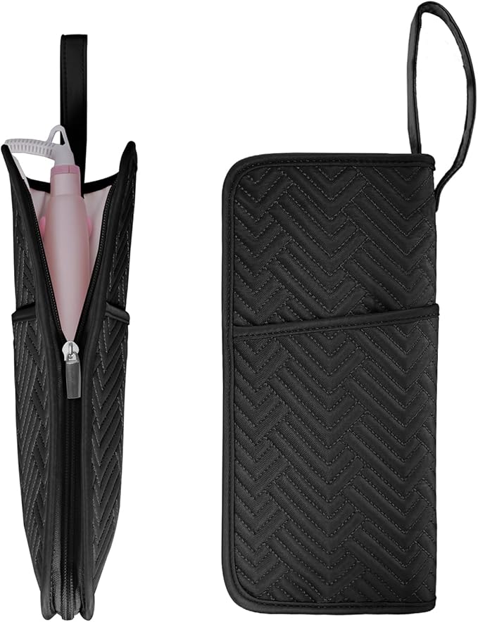 SITHON Hot Iron Holder & Mat, Heat Resistant Hair Tools Travel Bag Portable Hot Tools Organizer Cover Pouch for Curling Irons, Flat Irons, Hair Straightener and Styling Tools (Bag Only) (Black)