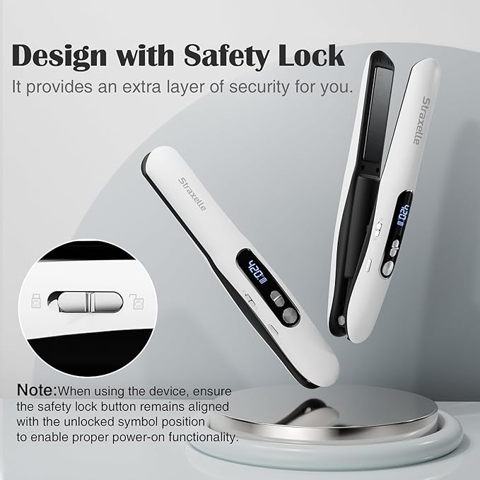 Mini Flat Iron Hair Straightener, 2 in 1 Cordless Hair Straightener and Curler for Travel, 5000mAh Rechargeable Straighteners, 350°F-420°F Portable Flat Iron for Women