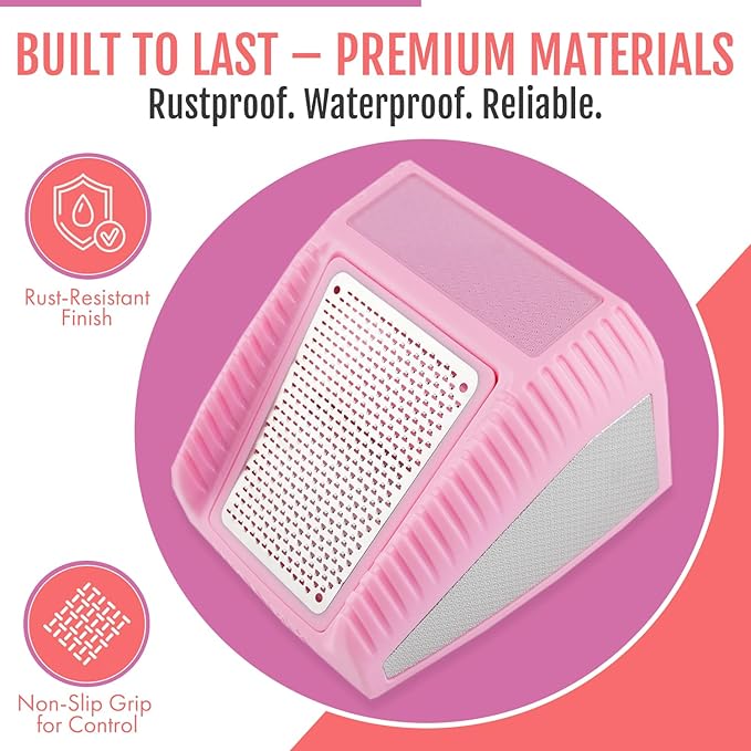 Wonex U.S. Patented 3-in-1 Foot Scrubber – No-Bend Callus Remover, Nano Glass Buffer & Polisher for Smooth Feet – Ideal for Senior Aids, Pregnancy Must-Haves, Back & Knee Surgery Recovery Gift (Pink)