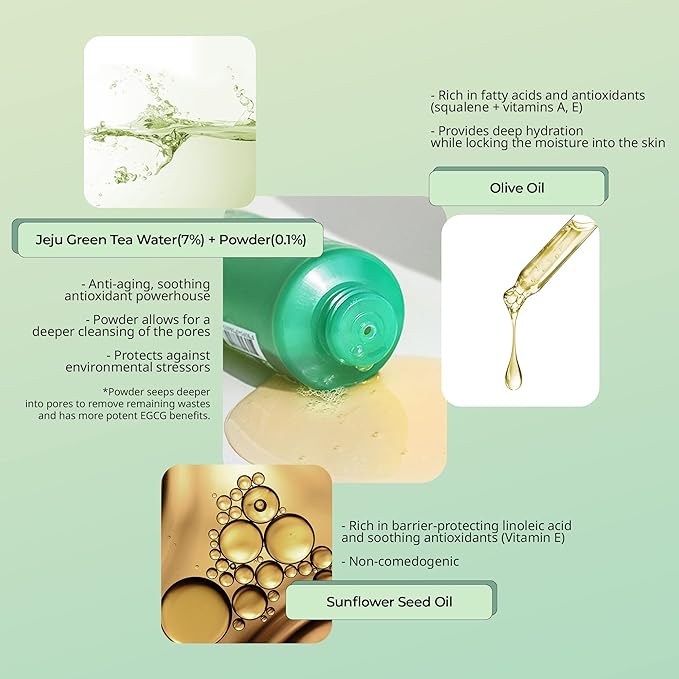 YADAH Green Tea Pure Cleansing Gel, 3.4 Fl Oz - pH Balanced Foaming Gel Cleanser Formulated with Natural Ingredients for Double Cleanse with Vegan Formula for Smooth, Gentle Face Wash