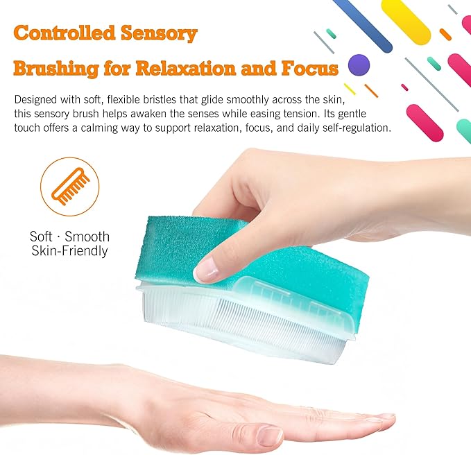 Sensory Brush for Therapy – Soft Surgical Scrub Brush & Gentle Baby Bath Sponge – Cradle Cap and Body Cleaning Brush, Reusable (Colored 6-Pack)