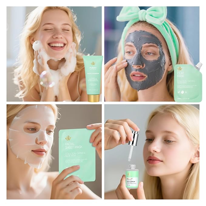 Christmas Gifts for Women, 33 Pcs Tea Tree Collagen Face Sheet Mask, Skin Care Gift, Self Care Kit Spa Gift Baskets, Necklace, Lip Gloss, Bath and Body Set, Face Serum, Mother Day, Birthday Present