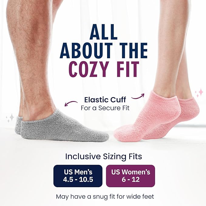 Dr. Frederick’s Original Moisturizing Gel Socks for Men & Women – Dry Feet & Cracked Heel Treatment – Full Foot Gel Lining with Mango Butter, Shea Butter, Jojoba & Coconut Oil – Plush Pink