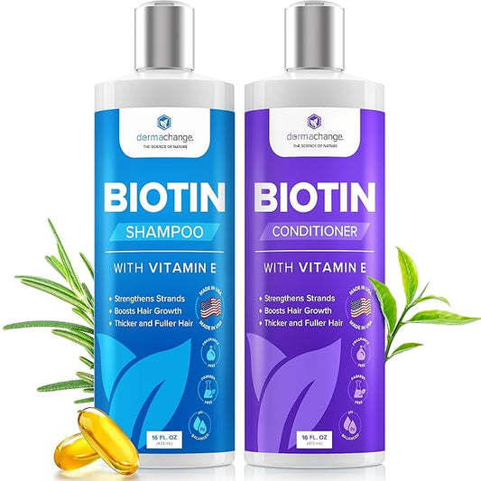 Biotin Shampoo and Conditioner Set - Hair Growth Shampoo and Conditioner for Men & Women - Shampoo Conditioner for Dry, Damage & thinning hair with Tea Tree, Manuka Honey & Rosemary 16oz