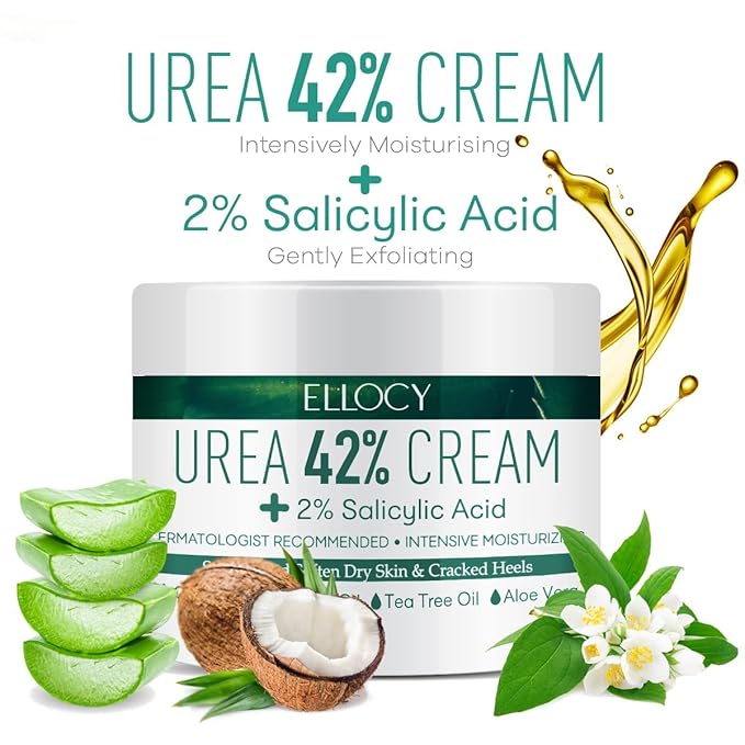Urea cream 40 perent for feet: Maximum Strength Urea lotion for cracked Heels and Rough Thick Skin for foot- 42% Crema 5.29 oz.