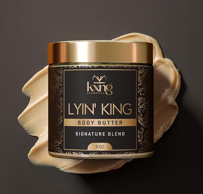 KXNG Cosmetics Organic Shea Body Butter Cream – 4oz | Body Butter for Men & Women with Shea, Cocoa, Mango & Coconut Oil | Deep Moisturizing Cream for Hands, Feet & All Skin Types – Lyin’ King