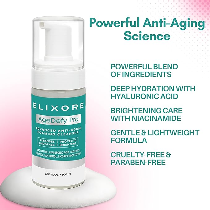 AgeDefy Pro Niacinamide Face Cleanser for Women | Daily Anti-Wrinkle & Calming Facial Wash with Aloe Vera & Green Tea | Removes Makeup & Oil, Deep Cleansing & Hydrating Face Wash (100ml)