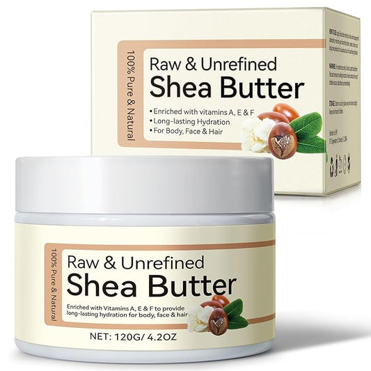 Raw & Unrefined Shea Butter for Body, Face & Hair, Pure Shea Butter with vitamins A, E & F, Long-Lasting Hydration for Dry Skin, Hair Care, DIY Lip Balm, Natural Moisturizer