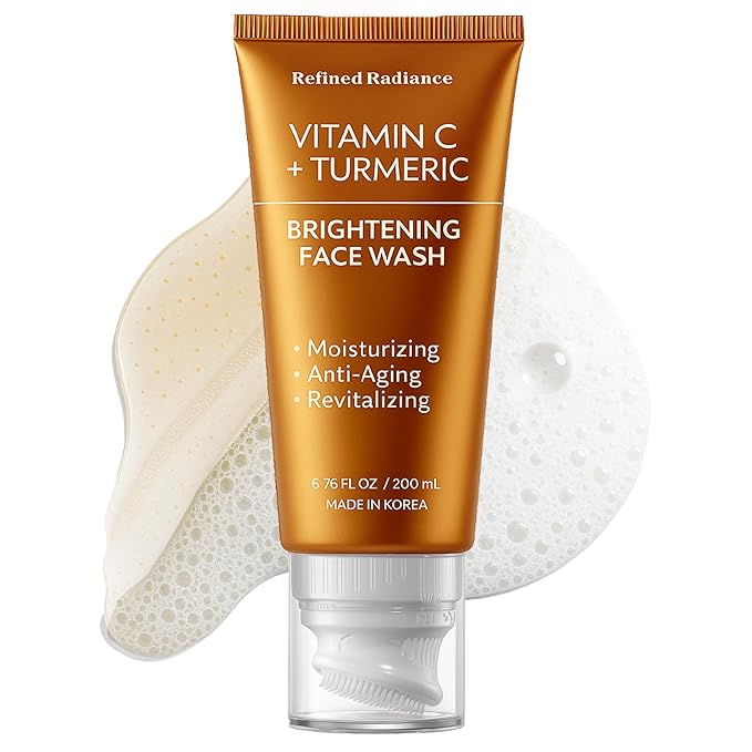 Vitamin C & Turmeric Face Wash – Dermatologist Tested, Anti-Aging, Korean Skin Care – Evens Skin Tone, Reduces Dark Spots, Boosts Radiance – Clean Vegan Beauty – 200 ML