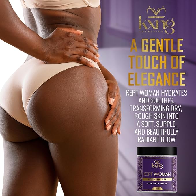 KXNG Cosmetics, Body Butter, Organic Skin Care for Men and Women, Body Moisturizer Lotions and Creams, Raw Shea Butter, Cocoa Butter, Mango, Coconut Oil, Hand, Foot, All Skin Types (Kept Woman)
