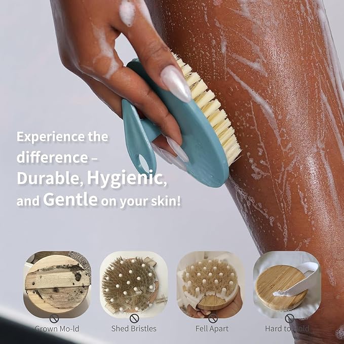 Body Scrubber 2 Pack, BEAUTAIL Shower Bath Brush, 1 Pack PP Body Brush Gray and 1 Pack Silicone Body Scrubber Black, Gentle Exfoliating for Women Men Baby Sensitive Skin