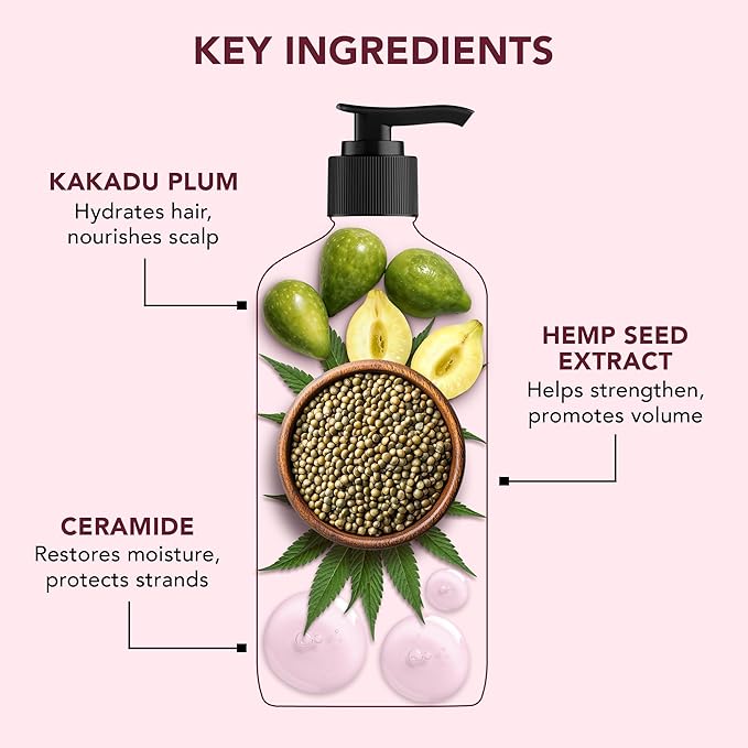 Botanic Hearth Kakadu Plum Shampoo Infused With Hemp Seed Extracts & Ceramide | Clarifying Shampoo To Defrizz, Hydrate & Strengthen Hair | Paraben & Sulfate Free | For All Hair Types, 16 Fl Oz