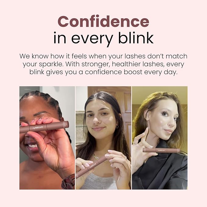 Trybello 2-in-1 Eyelash Growth Serum + Mascara Dual Wand | Natural Lash Growth Booster with Biotin, Peptides & Botanical Extracts | Volumizing, Thickening & Lengthening Formula for Fuller Eyelashes