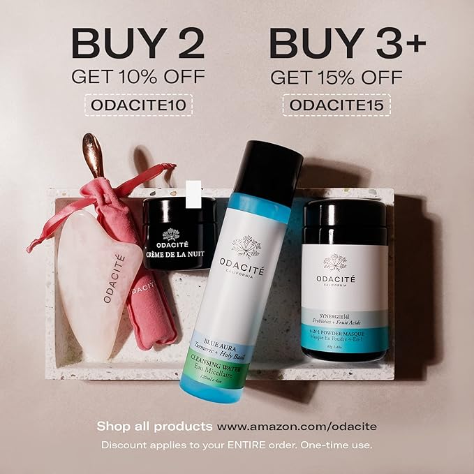 Odacité Acne Cream for Face - 4-in-1 Powder Masque Synergie 4 - Detoxifying Facial Mask with Clay & Charcoal, Clay Mask Detox for Pores and Blackheads, 1.41 oz