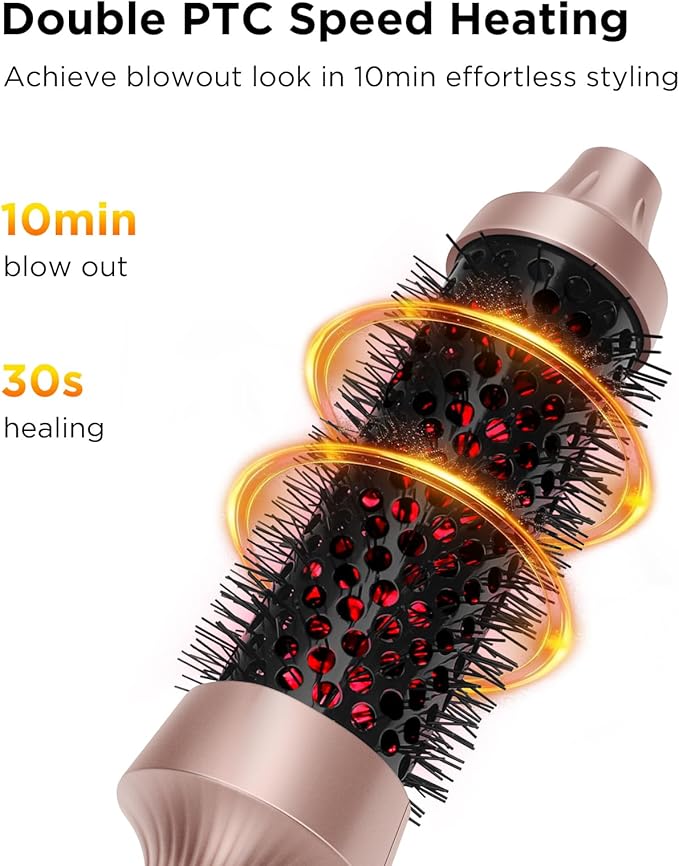 Infrared Thermal Brush Curling Brush for Blowout Look, Prizm 1.5 Inch Ionic Thermal Round Styler Tool Makes Hair Smoother Get Natural Curls, 4 Temps, 30s Fast Heating, Dual Voltage, Gold