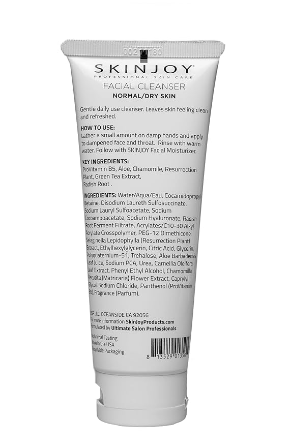 Facial Cleanser for Normal and Dry Skin, Gentle Face Wash, Makeup Remover, Gluten-Free Paraben-Free Sulfate-Free Cleanser Face Wash - 4 fl oz