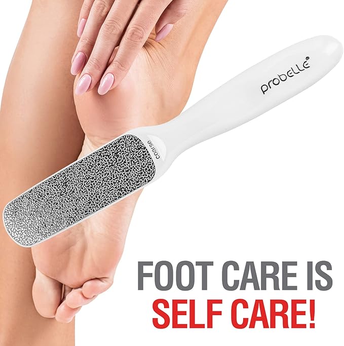 Probelle Double Sided Multidirectional Nickel Foot File Callus Remover - Immediately Reduces calluses and Corns to Powder for Instant Results, Safe Tool (White)