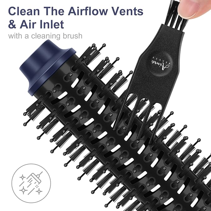 Hair Dryer Brush, Aima Beauty 4-in-1 Upgrade Hot Air Straightener Curler Function for Women, Hair Styling Tools, Prussian Blue-Round