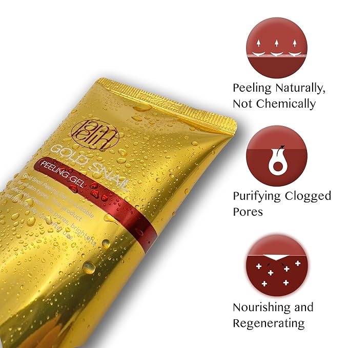 Lamelin Gold Snail Peeling Gel, 24K Gold Face Exfoliator, Natural Gentle Scrubber, Blackhead Remover, Pore & Acne Scar Minimizer, All Skins, 5.07 fl oz Made In Korea