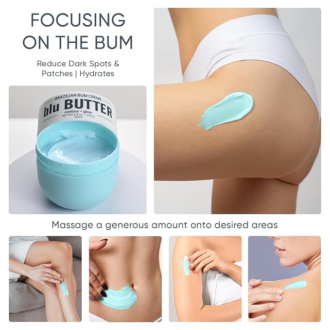 Martinni Blu Butter Brazilian Bum Crème – 8.8oz | Cellulite Cream for Firming, Hydrating & Contouring | Smoothing Body Butter with Brazil Nut, Shea Butter & Vita Blu Complex | Lifts, Tightens