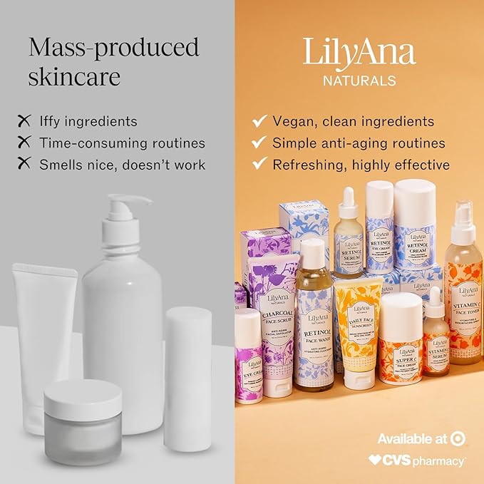 LilyAna Naturals Face and Neck Moisturizer for Women and Men - Moisturizer Face and Neck Cream for Dry Skin and Dark Spot Brightening (Super C, 1.7oz)