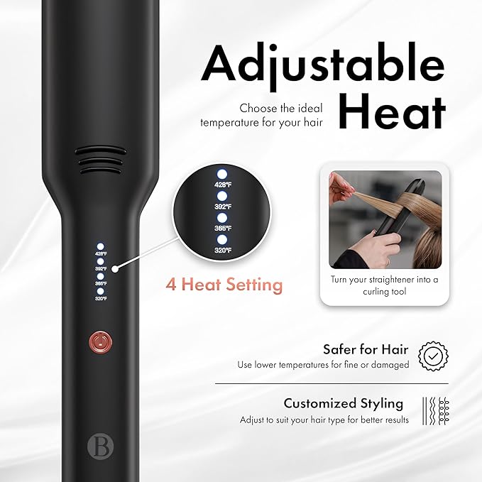 Ceramic Flat Iron Hair Straightener 1.5 Inch – Fast Heating, Adjustable Temperature (320°F-428°F), Wide Plate Hair Styling Tool for Smooth, Frizz-Free Hair – Ideal for All Hair Types