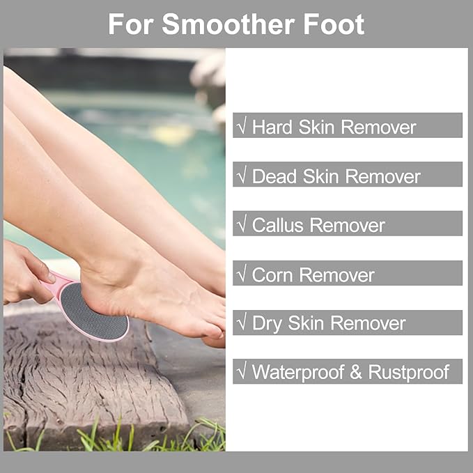 2 Pack Nano Glass Foot File Callus Remover, Beomeen Hard and Dead Skin Remover for Feet, Double Sided Foot Scrubber Pedicure Tool, Hair Eraser for Softer & Smoother Feet, Random Black/White Glass