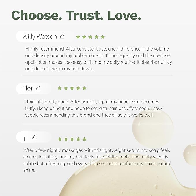 Scalp Serum for Thinning Hair in Men & Women, Clinically Tested Vegan Formula with Peptides & Rosemary Oil, Improves Hair Density and Scalp Health, Non-Greasy No-Rinse Christmas Gift