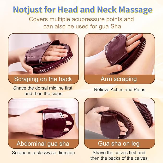 Meridian Pressure Brush Body Relaxation Massage Comb Essential Oil Brush Body Scrubber Bath Body Brushes SPA Massager Device, for Meridian Scalp Full Body Relaxation Massage (2 Pcs) (Brown)