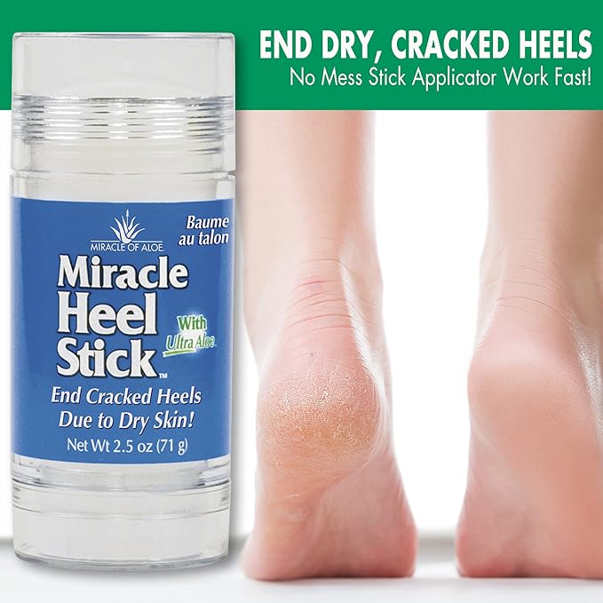 Heel Balm for Dry Cracked Feet - Miracle Heel Stick for Cracked Heel Repair - Heel Balm Stick for Cracked Heel Treatment - Formulated with Pure Aloe Vera, Tea Tree Oil, Shea & Cocoa Butters | 2.5 oz