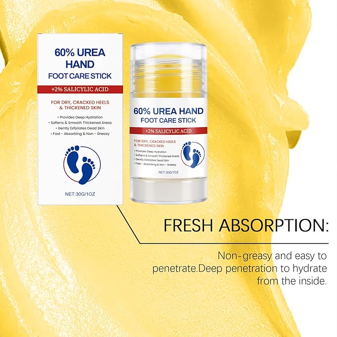 60% Urea Cream with 2% Salicylic Acid Foot Balm, Portable Hand Cream, Foot Cream for Dry Cracked Heels and Feet Hand, Urea Heel Care Stick Callus Remover & Skin Softener, 1oz