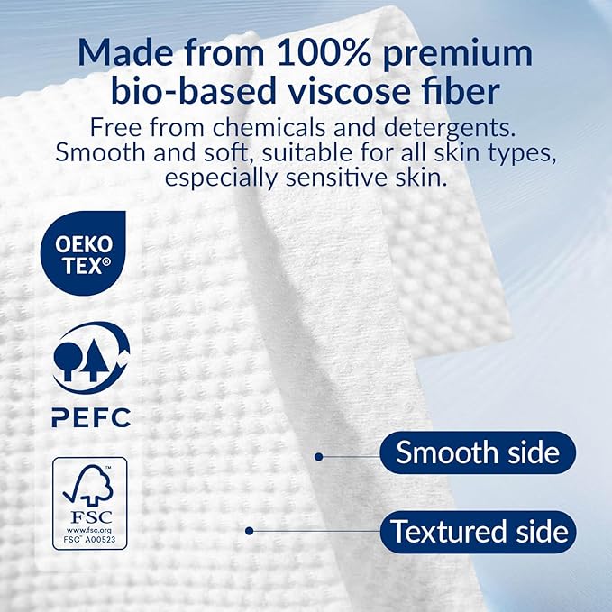 XL Disposable Face Towels, Ultra Soft Makeup Remover Dry Wipes, 100% Biodegradable, Non-Toxic, Facial Towelettes for Washing Face, Thick Towelettes for Sensitive Skin, Unscented, 60 Count